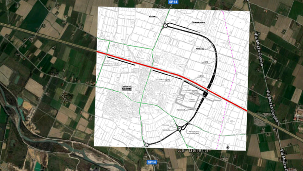 Strato di separazione e filtrazione mediante geotessile nontessuto nella realizzazione di una strada, San Cesario sul Panaro (MO)